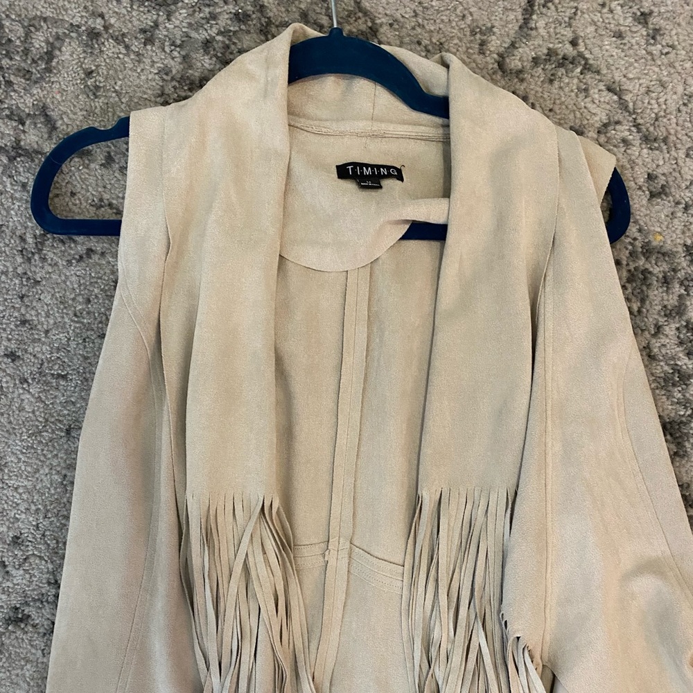 Fringe Cream Vest